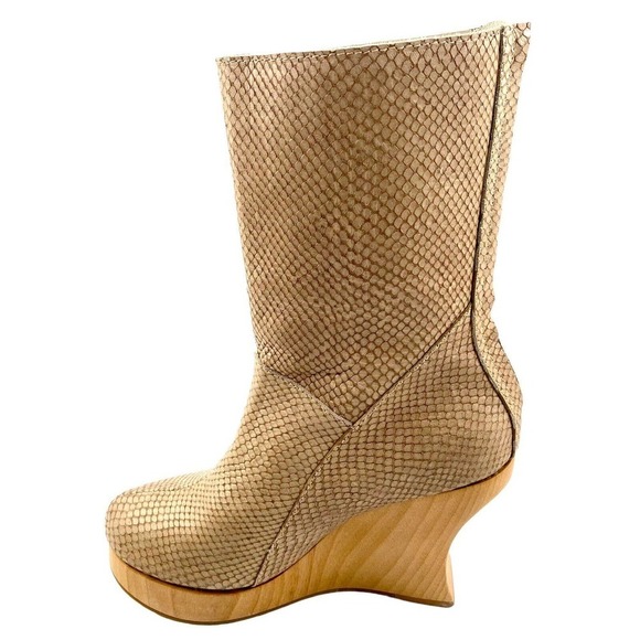 Alejandro Ingelmo Piton Snake Skin Leather Wood Platform Artsy Boots Sz 8 - Picture 6 of 11